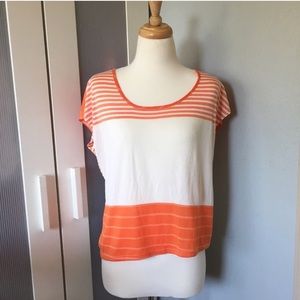 VaVa by Joy Han Orange Stripe High Low Tee